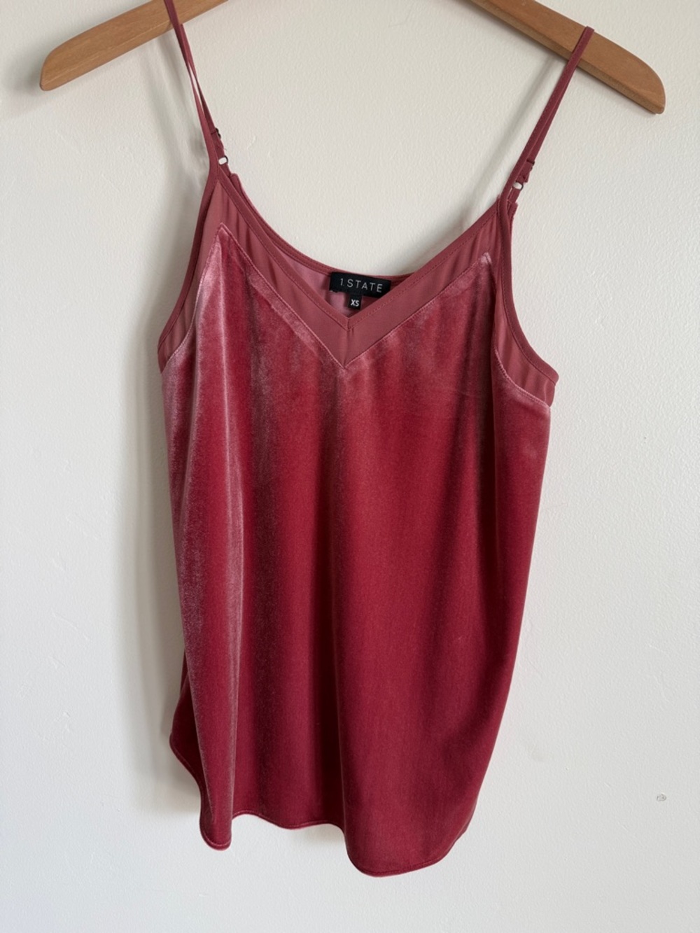 STATE Velvet V-Neck Wine Red Cami